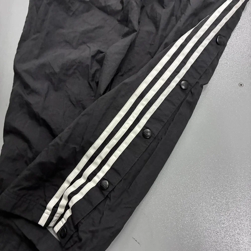 Vintage 90s Adidas Track Pants Mens Small Black Snap Breakaway Nylon RN88387